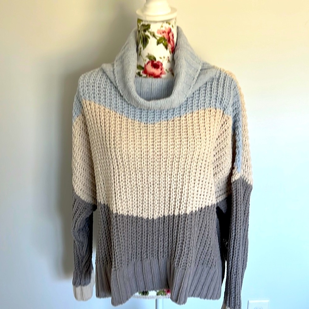 NWOT POL Chenille Colorblock Cowl Neck Sweater